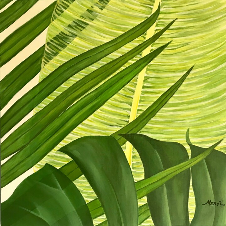 Peinture intitulée "Jardin tropical" par Meryl, Œuvre d'art originale, Acrylique