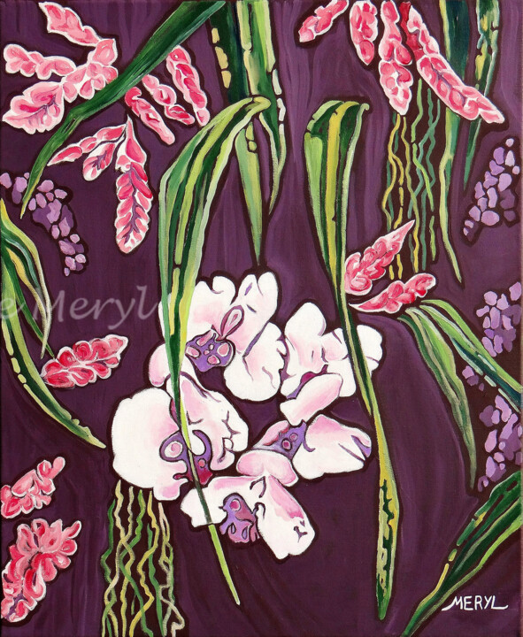 Peinture intitulée "Parfums exotiques" par Meryl, Œuvre d'art originale, Acrylique