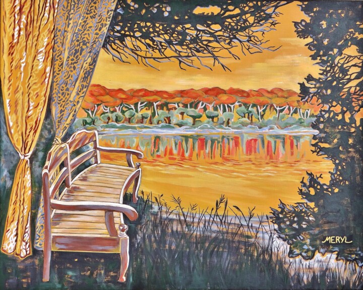 Peinture intitulée "Rêve d'un soir d'été" par Meryl, Œuvre d'art originale, Acrylique
