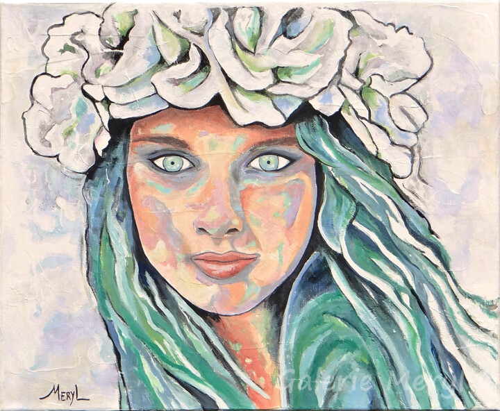 Malerei mit dem Titel "Jade" von Meryl, Original-Kunstwerk, Acryl