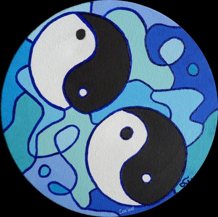Painting titled "ying yang" by Sophie Huet, Original Artwork, Acrylic