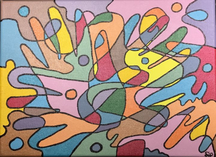 Painting titled "jeux de mains" by Sophie Huet, Original Artwork, Acrylic