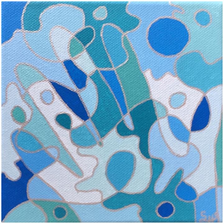 Painting titled "bleu océan" by Sophie Huet, Original Artwork, Acrylic