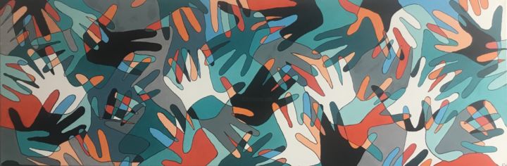 Peinture intitulée "Jeu de mains" par Sophie Huet, Œuvre d'art originale, Acrylique