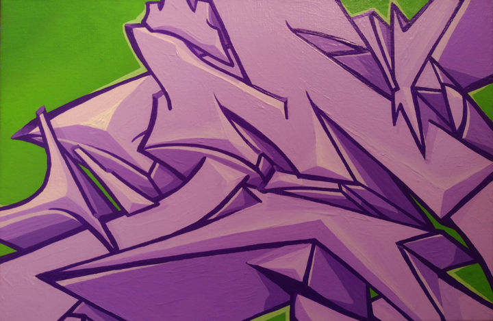 Malerei mit dem Titel "M" von Mes3 Graffiti - Design - Art, Original-Kunstwerk, Acryl Auf Holzplatte montiert