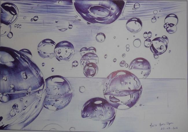 Σχέδιο με τίτλο "planète bulles" από Marie Bersillon, Αυθεντικά έργα τέχνης, Άλλος