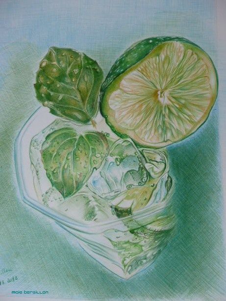 Dessin intitulée "mojito" par Marie Bersillon, Œuvre d'art originale