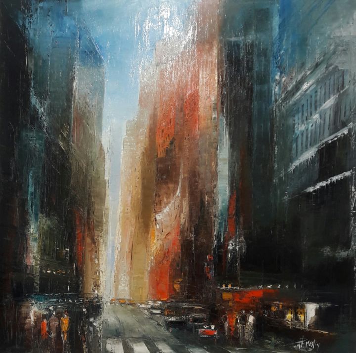 Painting titled "Lumière newyorkaise" by Philippe Meslin, Original Artwork, Oil
