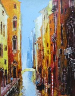 Pittura intitolato "Venise ,le guetto" da Celestin Messaggio, Opera d'arte originale