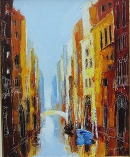 Pittura intitolato "Venise vue sur le c…" da Celestin Messaggio, Opera d'arte originale