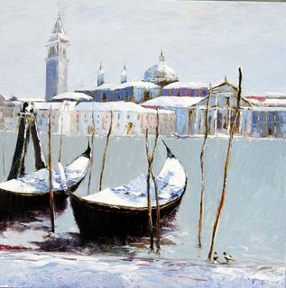 Pittura intitolato "venise sous la neige" da Celestin Messaggio, Opera d'arte originale