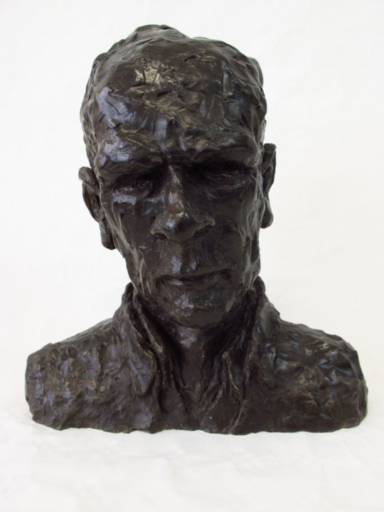Sculpture intitulée "Les yeux noirs" par Messapi, Œuvre d'art originale, Bronze