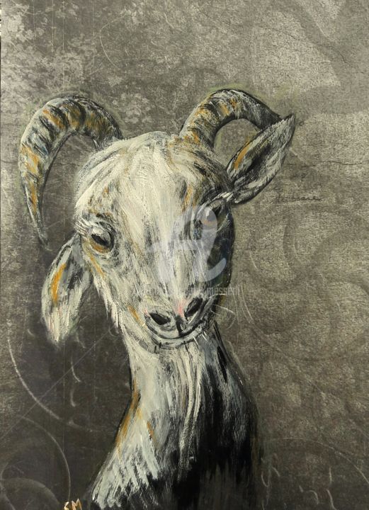 Pintura intitulada "Goat, Geiss" por Silvia Messerli, Obras de arte originais, Acrílico