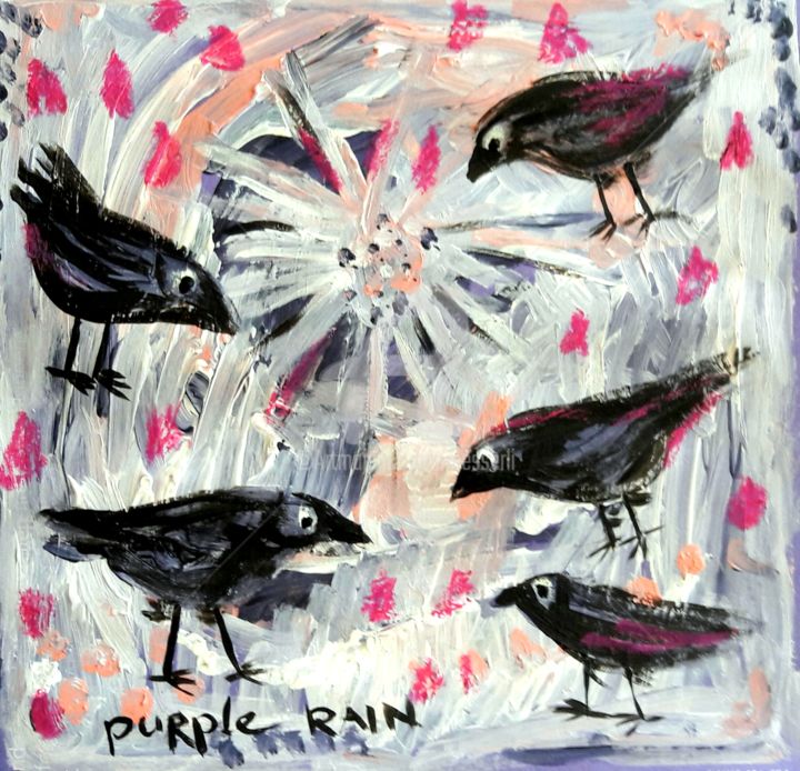 Malerei mit dem Titel "purple rain" von Silvia Messerli, Original-Kunstwerk, Acryl