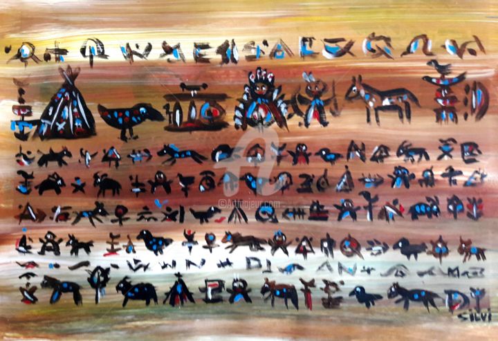 Painting titled "Indians" by Silvia Messerli, Original Artwork, Acrylic
