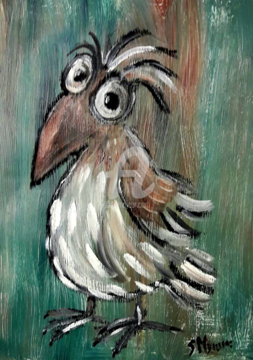 Malerei mit dem Titel "little bird" von Silvia Messerli, Original-Kunstwerk, Acryl