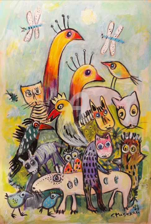 Malerei mit dem Titel "Frühlinsgefühle" von Silvia Messerli, Original-Kunstwerk, Acryl