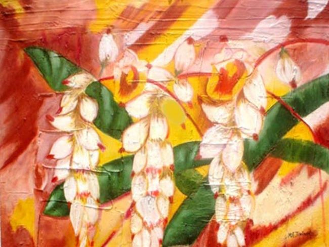 Pintura intitulada "Cachos de flores" por M. Esther Torinho, Obras de arte originais, Óleo