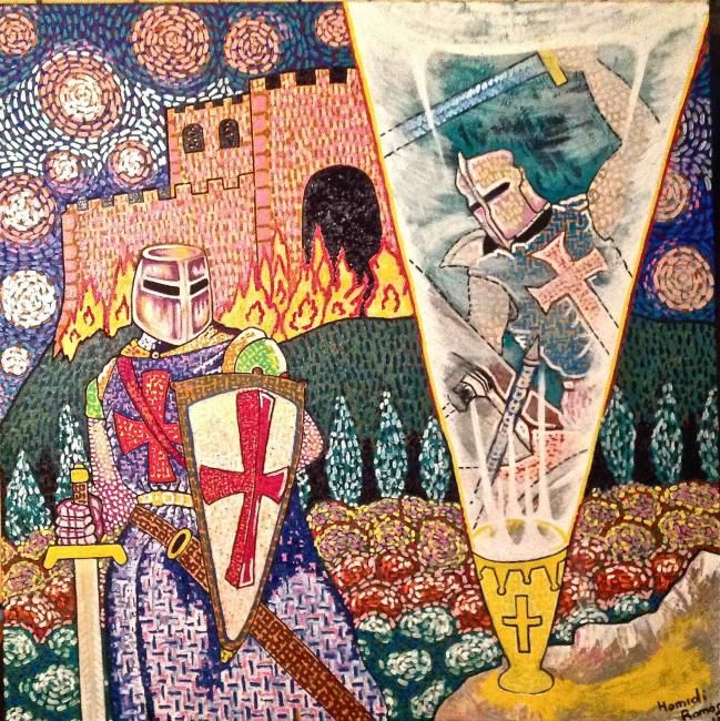 Pittura intitolato "Il santo Graal" da Ramon Hamidi, Opera d'arte originale,