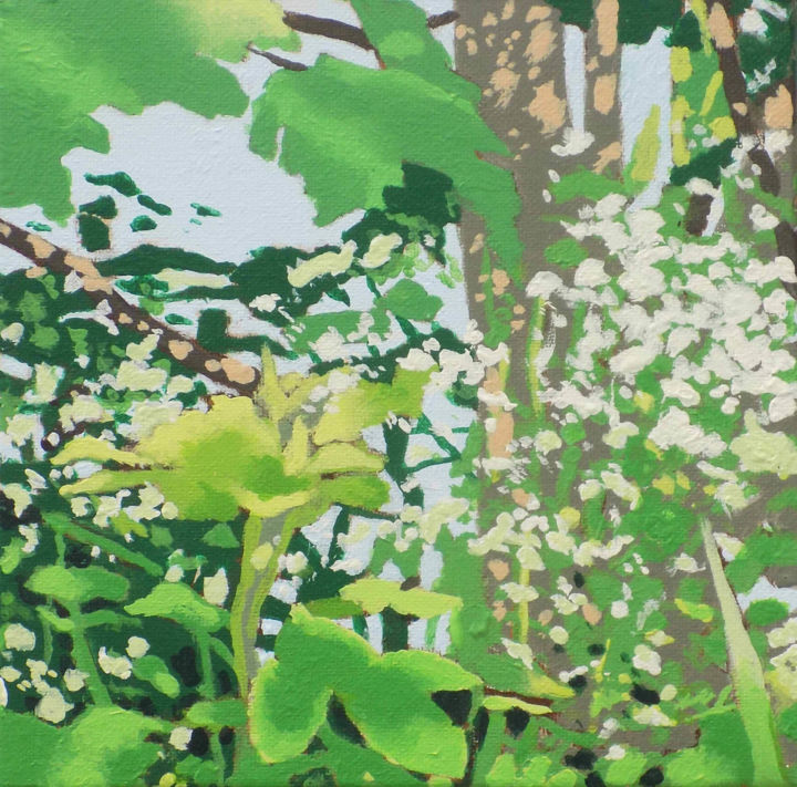 Painting titled "Riverbank at Uig" by Malc, Original Art, Acrylic