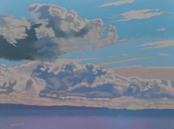 Peinture intitulée "Clouds over the Cly…" par Malc, Œuvre d'art originale, Acrylique