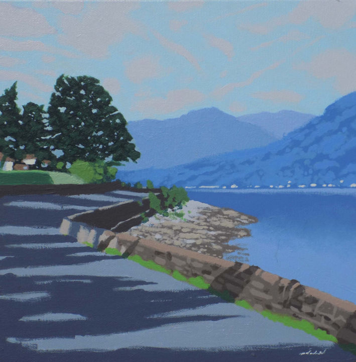 Painting titled "Holy Loch, Scotland." by Malc, Original Artwork, Acrylic