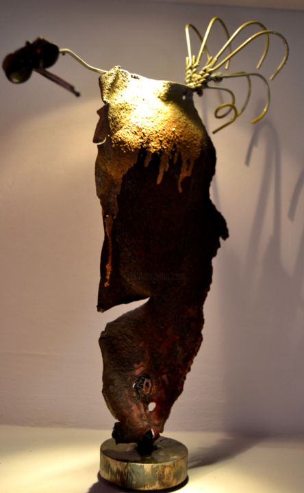 Sculpture titled "poule" by Métalucubration, Original Artwork, Metals