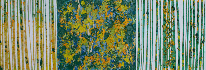 Картина под названием "Deep texture -green" - Metin Sakalov, Подлинное произведение искусства, Масло Установлен на Деревянна…