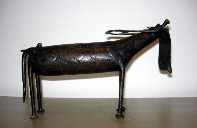 Pintura titulada "Sculpture "Buffle d…" por Métis Art Déco, Obra de arte original