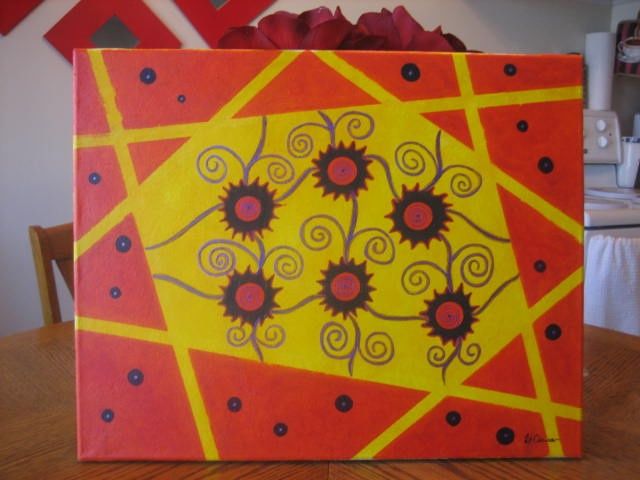 Painting titled "Twirling Sun" by Metisartistwoman, Original Art,