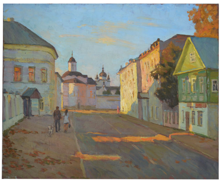 Peinture intitulée "Старая улица" par Vasilii Metreveli, Œuvre d'art originale, Huile