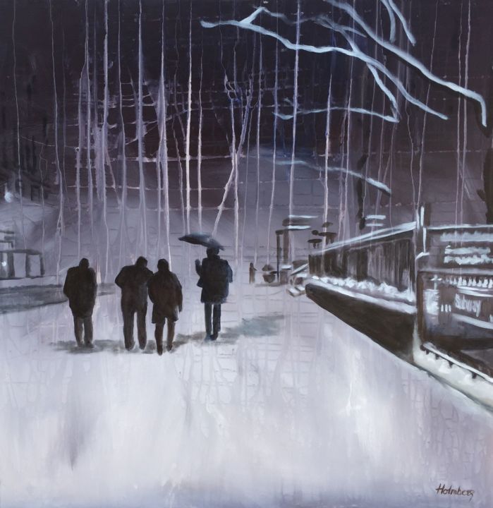 Painting titled "5th Avenue" by Mette Holmberg, Original Art, Acrylic Mounted on Wood Panel