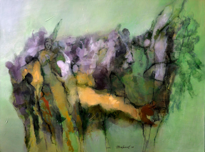 Peinture intitulée "Isla Verde Olivo" par Michel V. Meulenert, Œuvre d'art originale, Acrylique