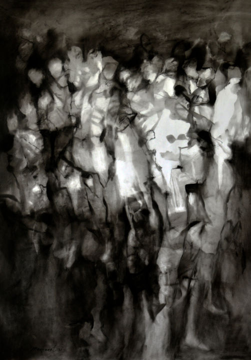 Painting titled "Los Buscadores de T…" by Michel V. Meulenert, Original Artwork, Charcoal