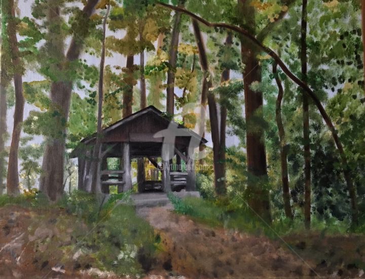 Painting titled "Woodland Shelter" by Mary Vaux Hansen, Original Artwork, Other