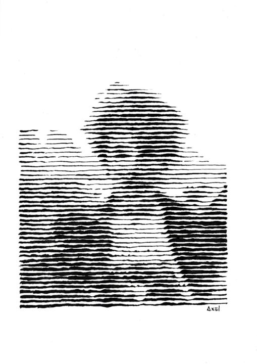 Dessin intitulée "lines 2" par Axel Lines, Œuvre d'art originale, Encre