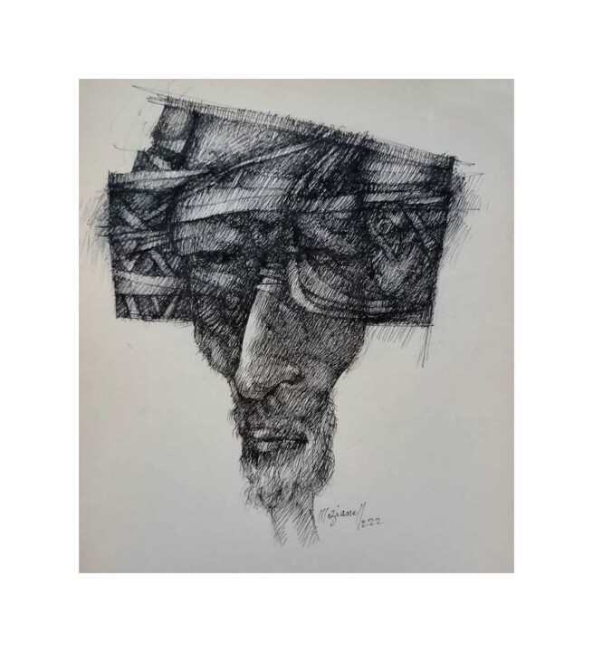 Drawing titled "Le côté gauche 69" by Meziane Boussaid, Original Artwork, Ballpoint pen