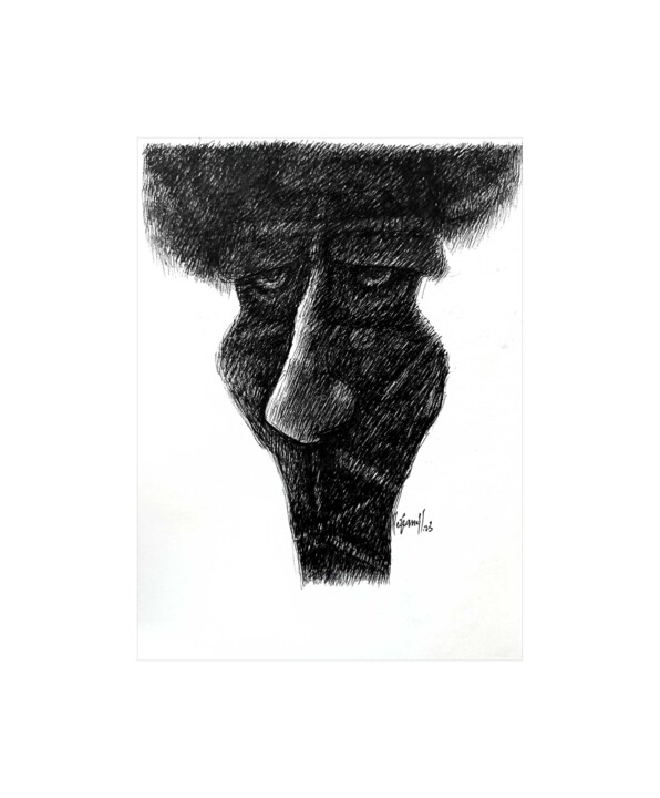 Desenho intitulada "Le côté gauche 92" por Meziane Boussaid, Obras de arte originais, Tinta