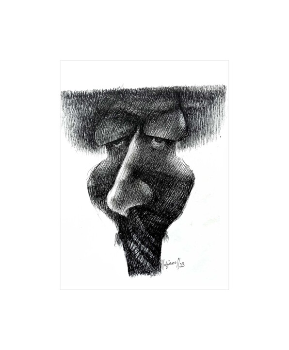 Desenho intitulada "Le côté gauche 94" por Meziane Boussaid, Obras de arte originais, Tinta