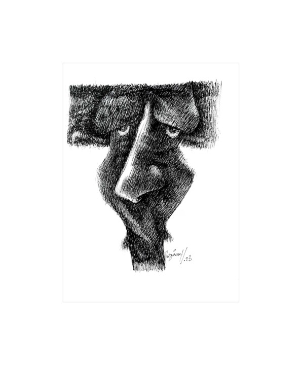 Desenho intitulada "Le côté gauche 95" por Meziane Boussaid, Obras de arte originais, Tinta