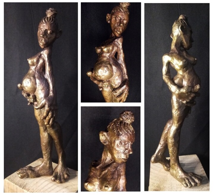 Sculpture titled "L'Attente" by Marco, Original Artwork, Bronze
