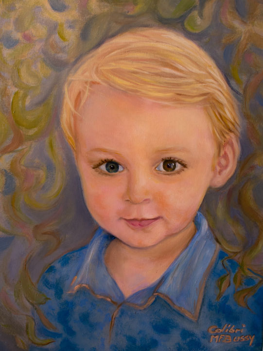 Peinture intitulée "Portrait de Soan" par Marie France Bussy (COLIBRI), Œuvre d'art originale, Huile