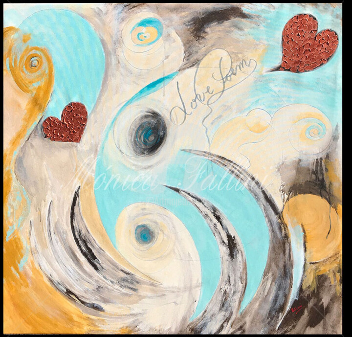 Painting titled "Love poem" by Monica Fallini, Original Artwork, Acrylic