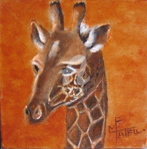 Malerei mit dem Titel "Girafe" von Marie France Mateu, Original-Kunstwerk, Öl