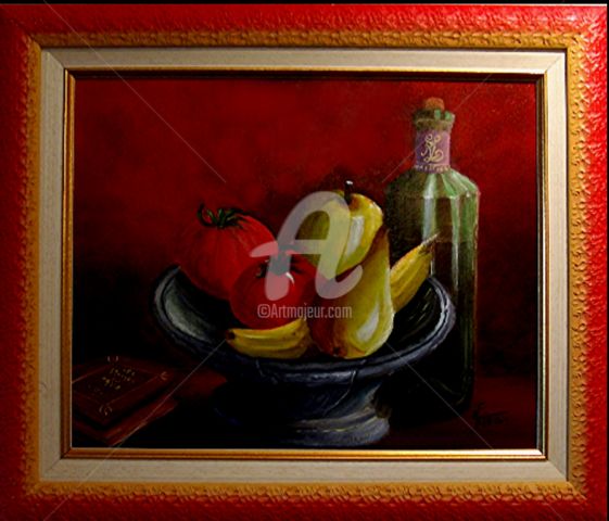 Painting titled "Coupe en étain" by Marie France Mateu, Original Artwork