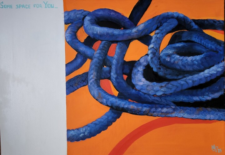 Schilderij getiteld "Julietta's rope.2.0." door Maria Mikhaylova-Goldman, Origineel Kunstwerk, Olie Gemonteerd op Frame voor…