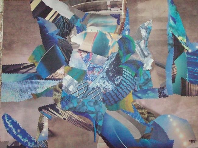 Collages intitolato "O espantalho azul" da Maria  Peters, Opera d'arte originale, Altro