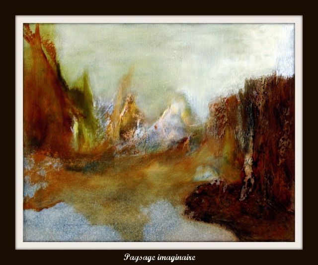 Painting titled "paysage imaginaire" by Marcel Gris, Original Artwork, Oil