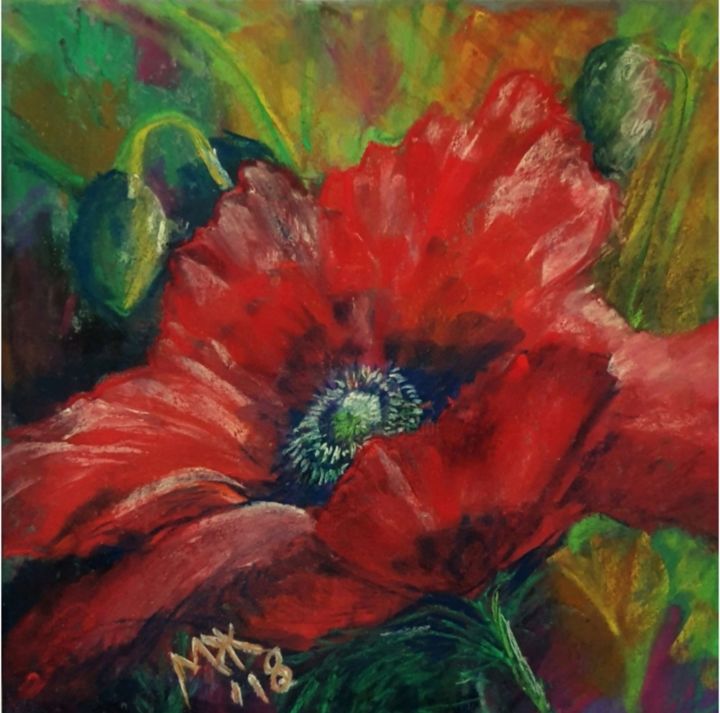 Картина под названием "Poppies-2" - Zhanna Machalova, Подлинное произведение искусства, Пастель