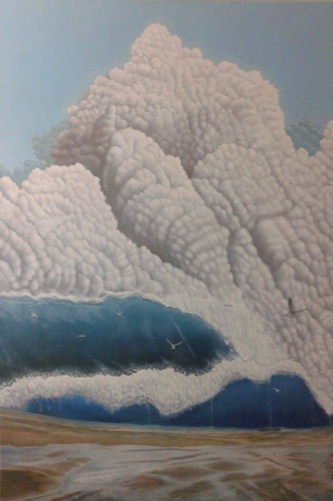 Pintura intitulada "The Big Cloud" por Marwan, Obras de arte originais, Óleo